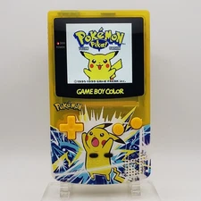 Pikachu Game Boy Color w/ Funnyplaying Backlit IPS Screen, New Speaker, Recapped