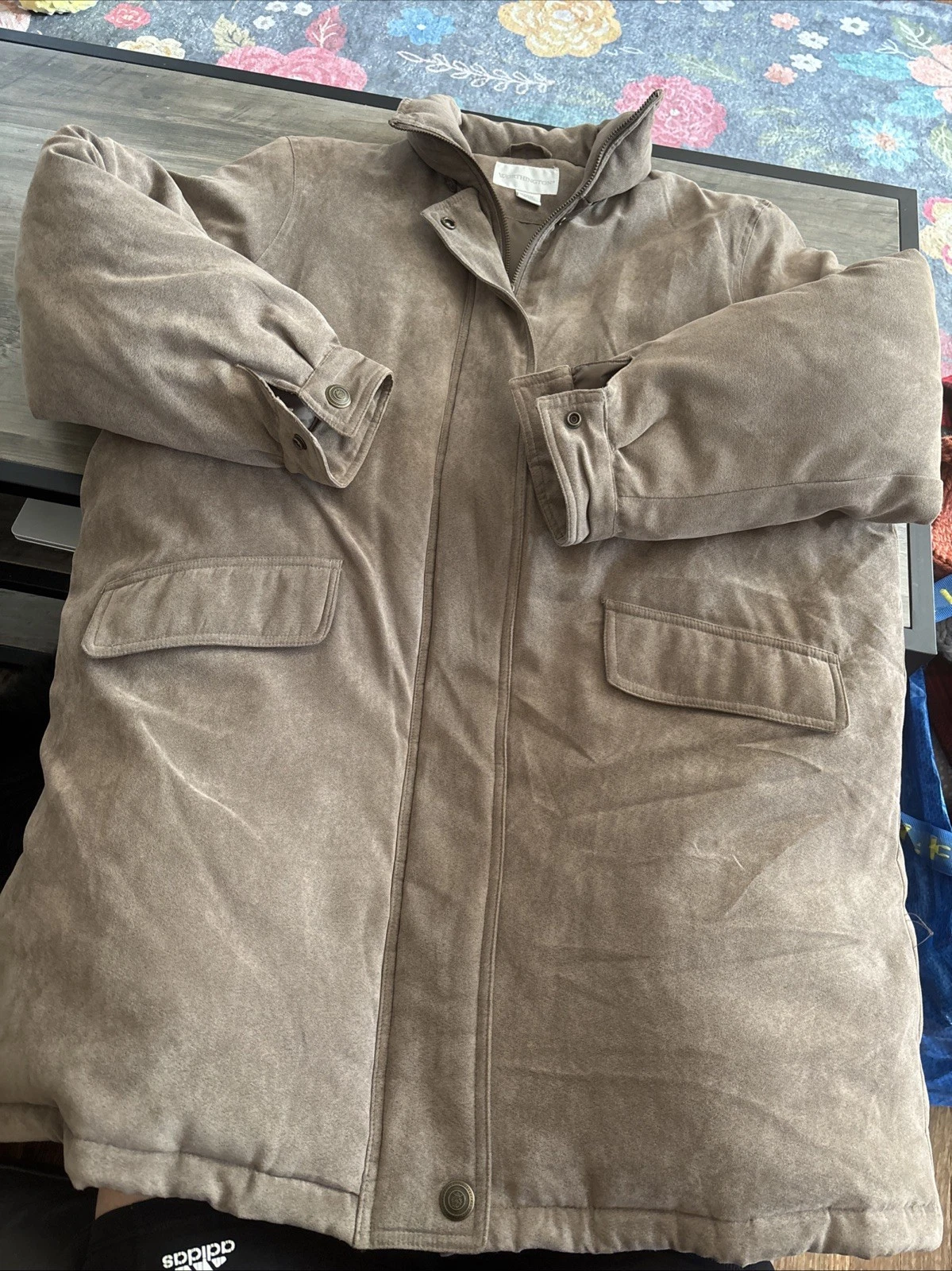 Vintage Worthington Mens Faux Suede Coat Size Lge Brown Oversized Barn Outdoors