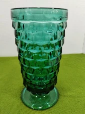Vintage Teal Whitehall Colony Indiana Cubist Footed Iced Tea Glass