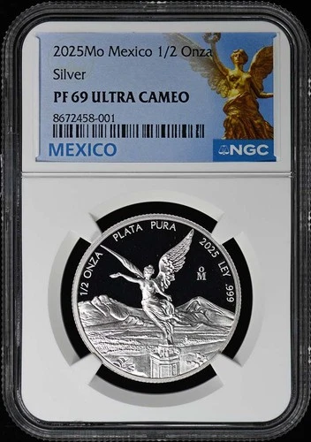 2025 MO Mexico 1/2 Onza Silver Libertad NGC PF69UC Mintage 200