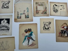 ANTIQUE PAINTING DRAWING ILLUSTRATION ART DECO MARGO ALEXANDER ORIGINALS PEOPLE