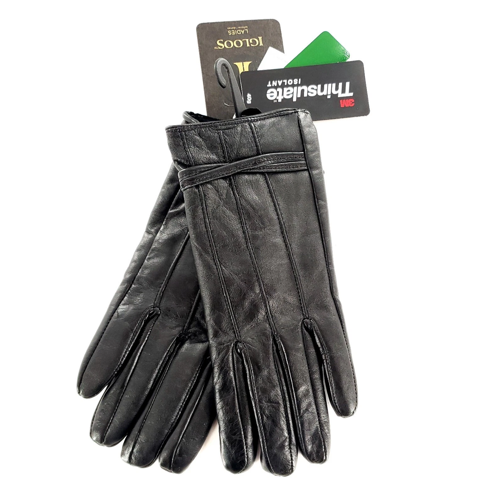 Igloos Women’s Black Genuine Leather Gloves LG036 3M Thinsulate Insulated New