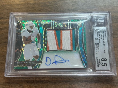 De'Von Achane #5 2023 Panini Select Rookie Signature Prizm card