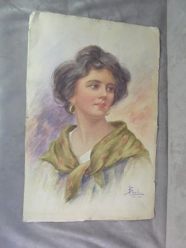 WATERCOLOR PORTRAIT, 1941, signed Brazil, Nice.