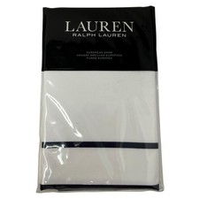 LAUREN RALPH LAUREN Spencer Border Sateen Euro Pillow Sham White Navy 135 New