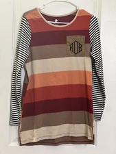 Marley Lilly Shirt Medium M Women's  Oversized Long Sleeve Monogram