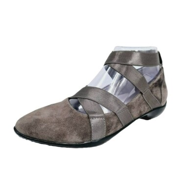 Jambu Rumson Too Ballet Flats 6 M Grey Suede Leather Pointed Toe Ankle Wrapped