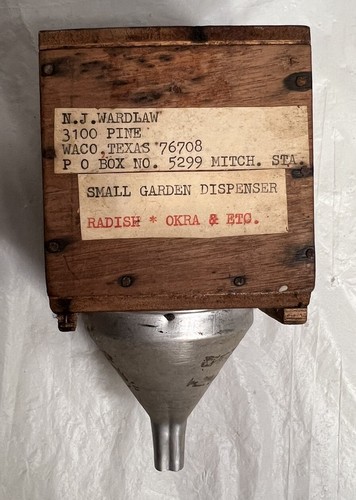 2 piccoli dispenser di semi da giardino vintage in legno/metallo - Foto 11 di 16