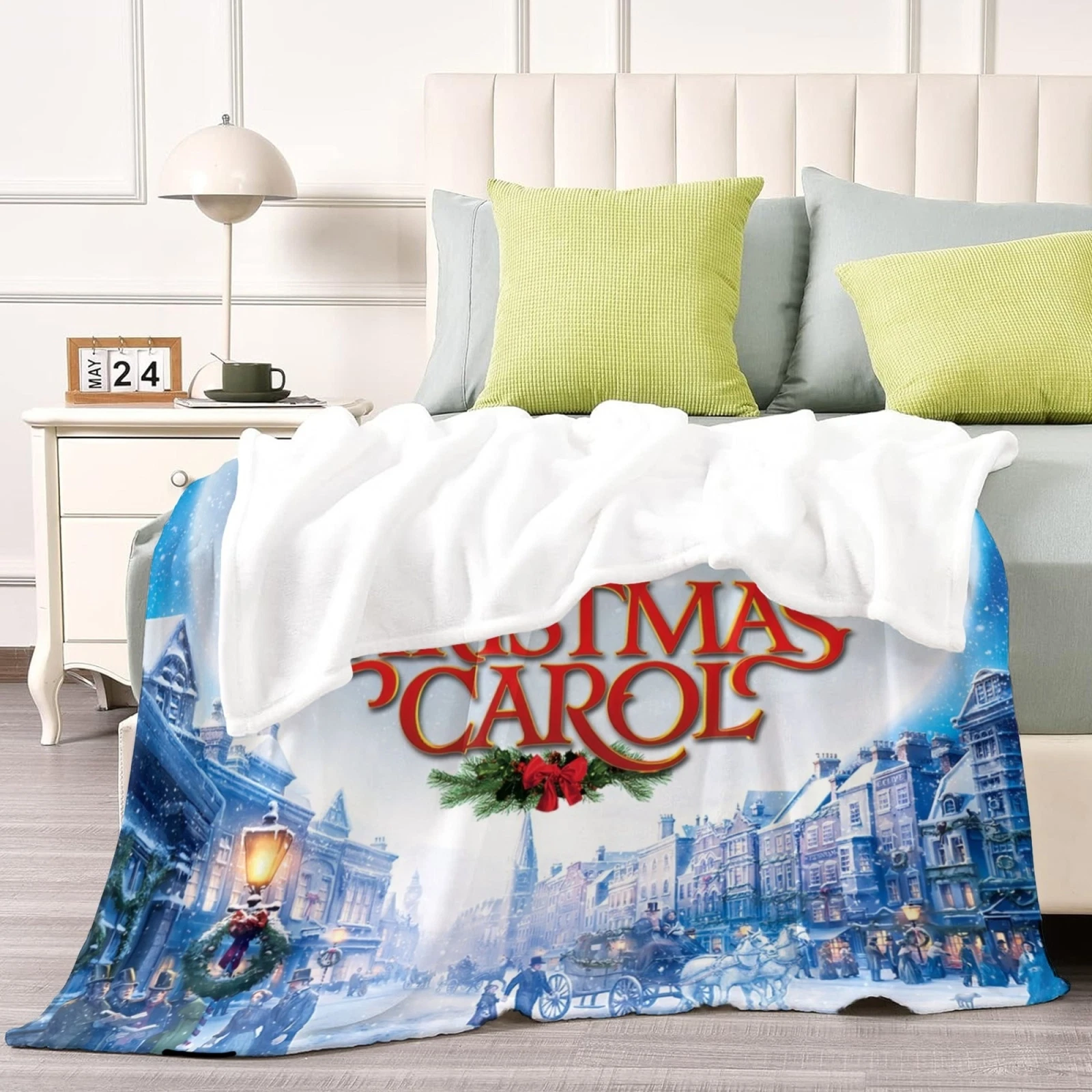 A Christmas Carol Fleece Blanket for Sofa Couch Bed Gift