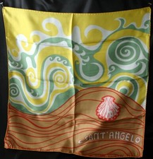 Vintage SANT' ANGELO Shell Pattern Colorful Silk Twill Scarf