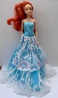 Vintage 1980s  Mattel Barbie Doll in Elegant Blue Lacy Gown