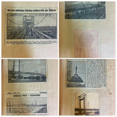 1929 Cologne Bridge Construction Newspaper Clippings Scrapbook