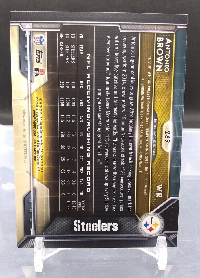 2015 Topps - All-Pro #269 Antonio Brown - Image 2 of 2
