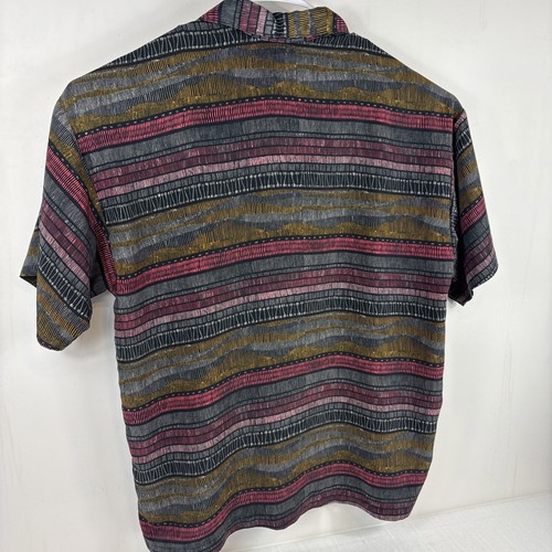Monzini Collection Men's Size L Geometric Pink Purple Grey Shirt Made In USA - Picture 11 of 13