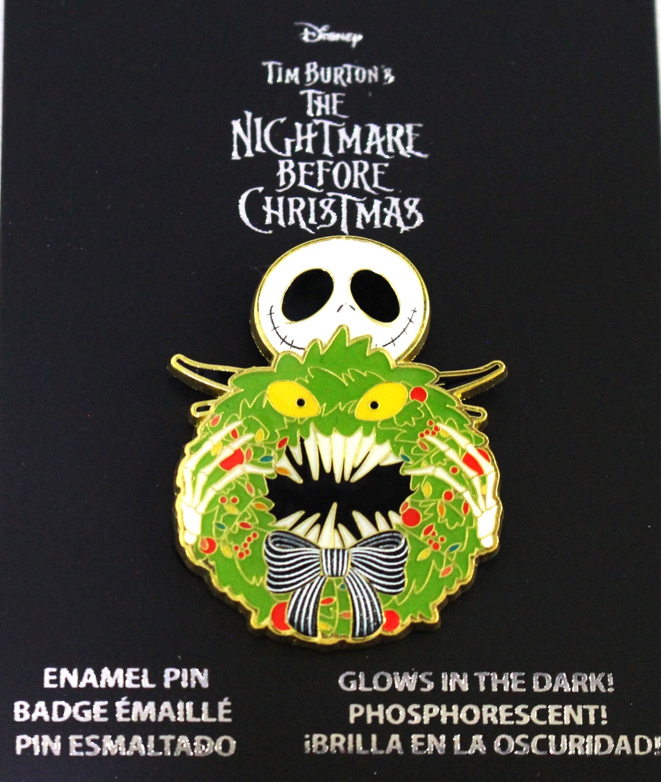 Loungefly Disney Nightmare Before Christmas Jack Wreath Pin Glow In The Dark