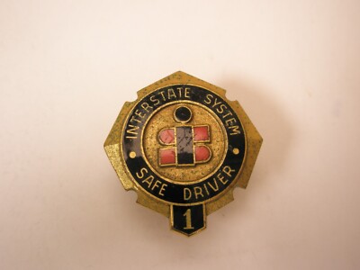 Safe Driver Interstate System Vintage SCREW BACK Tie Tack Lapel Pin eagle o77