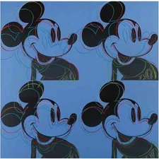 ANDY WARHOL Pop art Poster or Rolled Canvas Print "Mickey Mouse" Blue/Black