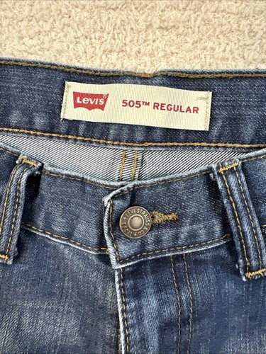 LEVIS 505 Jeans Boys Girls 14 Reg (28x28) Regular Fit Straight Red Tag Dark Wash - Picture 3 of 12