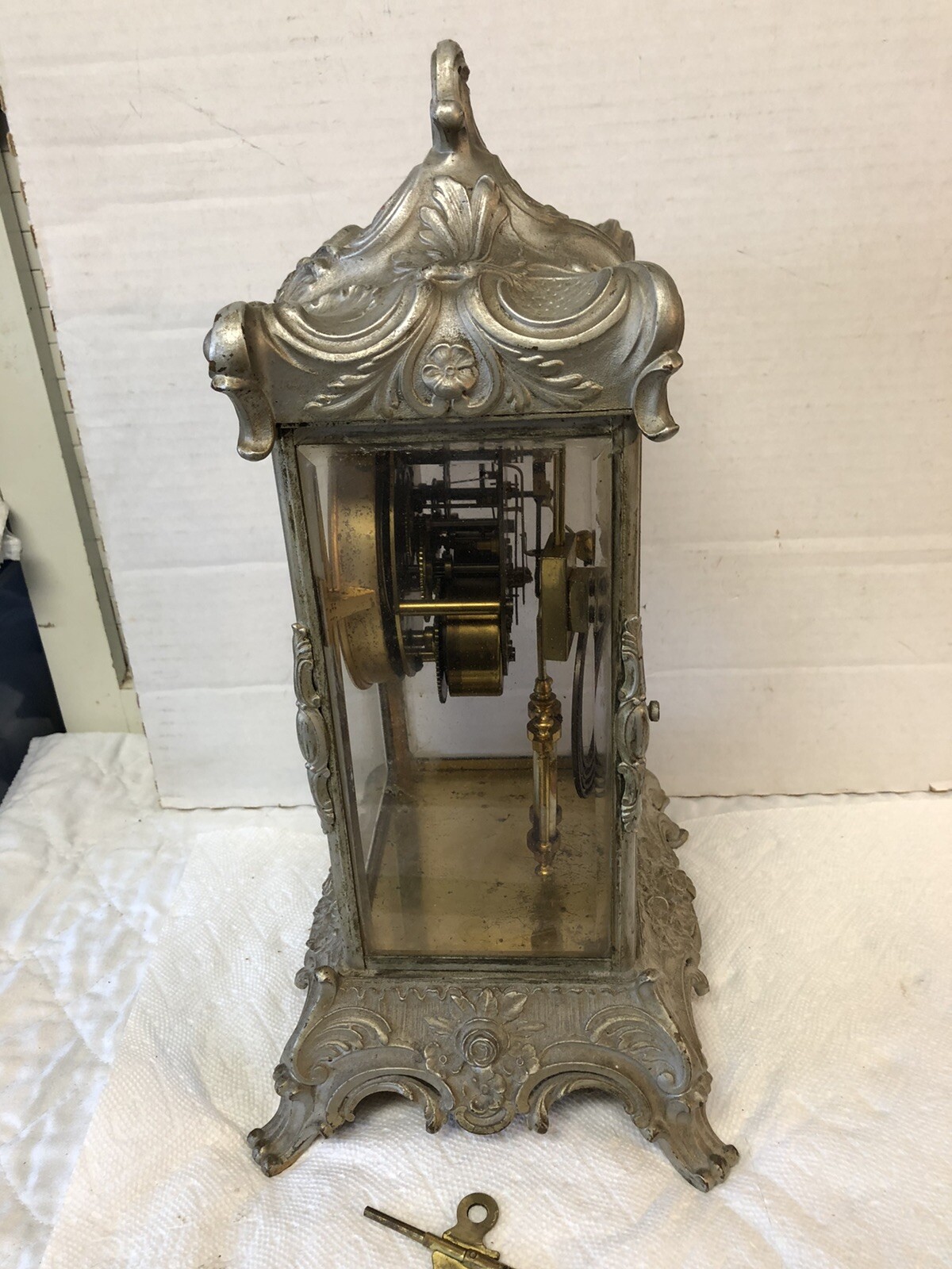 Antique Art Nouveau Ansonia Crystal Regulator Clock Time & Strike