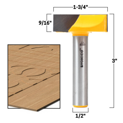 1-3/4'' Diameter Bottom Cleaning Router Bit - 1/2'' Shank - Yonico 14977