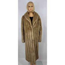 Monterey Womens Mink Coat Brown Beige Long Hook & Eye Lined Faux Fur Usa Xl