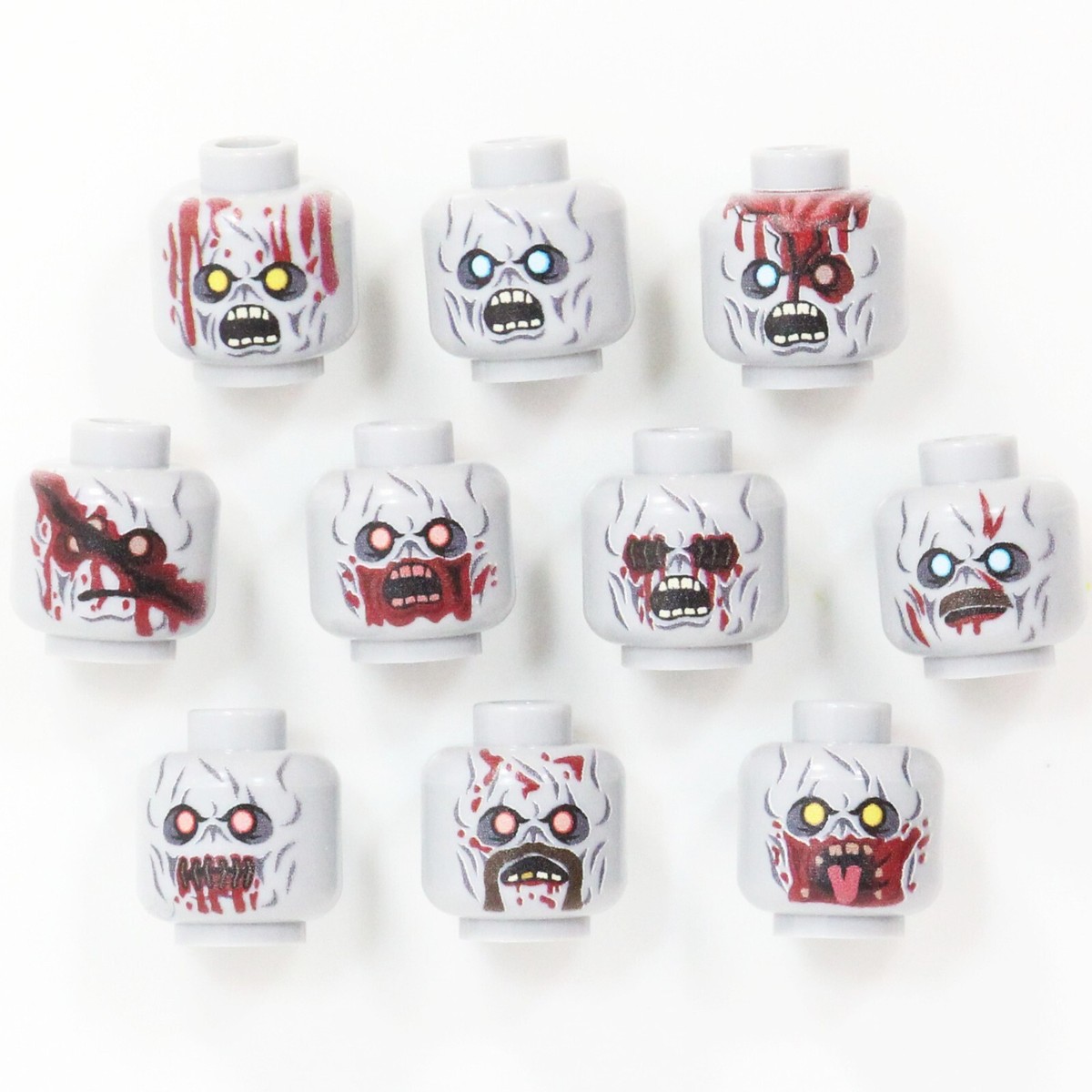 BrickTactical World War Zombie Head Pack for Minifigures x10 Light