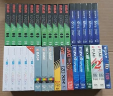 LOT OF 33 BRAND NEW SEALED VHS TAPES RCA, SONY, MEMOREX, BASF, KODAK, JVC, FUJI