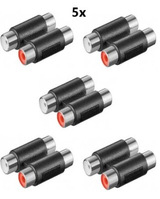 5x Cinch Adapter Audio Stereo 2x Cinch 2x RCA Buchse Verbinder Kupplung 11607