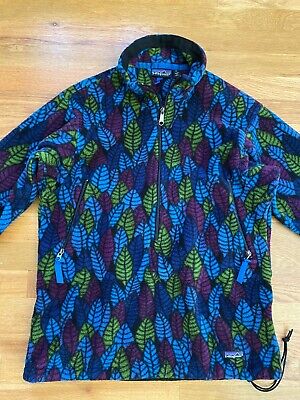 Vtg Patagonia Leaves Leaf Print Fleece Jacket USA Womens 10 Vtg Patagonia Leaves Leaf Print Fleece Jacket USA Womens 10