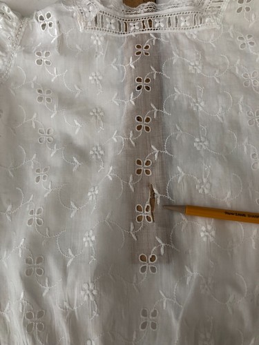 Antique Victorian Girls White Lace Cotton Blouse Top - short sleeved small or XS - Picture 9 of 24