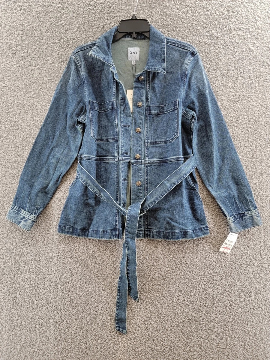 Long belted denim jacket store