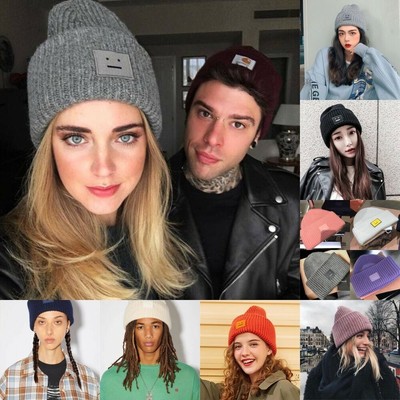 2024 Damen Acne1 Studios Mütze Beanie warm Strickmütze Damen Wintermütze Schwarz