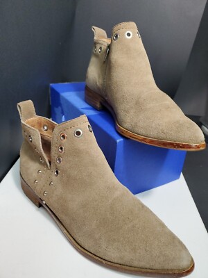 Corso Como Beige Suede Leather Flat Zipper Up Ankle Boots 7M