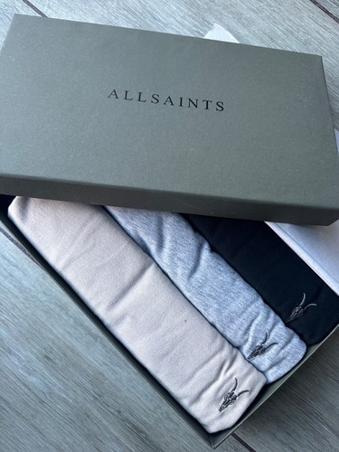 x3 ALL SAINTS "BRACE TONIC" S/S CREW LOGO T-SHIRT'S (BLACK GREY) - XS - NEW BOX