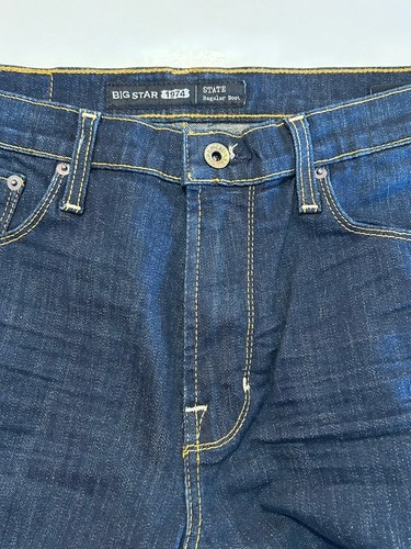 NWT BIG STAR Jeans Mens 32R 32x32 State Regular Boot Cut Blue Stitched Western - Picture 2 of 3