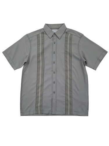 Mens Black Stripe Classic Fit Microfiber Short Sleeve Button-Down Shirt Small - Bild 1 von 2