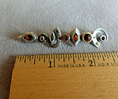 VTG Designer Patricia Locke Gorgeous Topaz & Multi-stone Modernist Abstract Pin - Picture 3 of 3