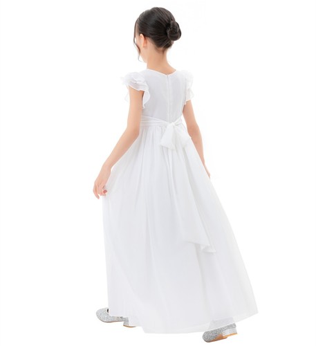 A-Line Scoop Neck Girls Dresses Chiffon Pleated Dress A-Line Flower Girl Dresses - Picture 41 of 43