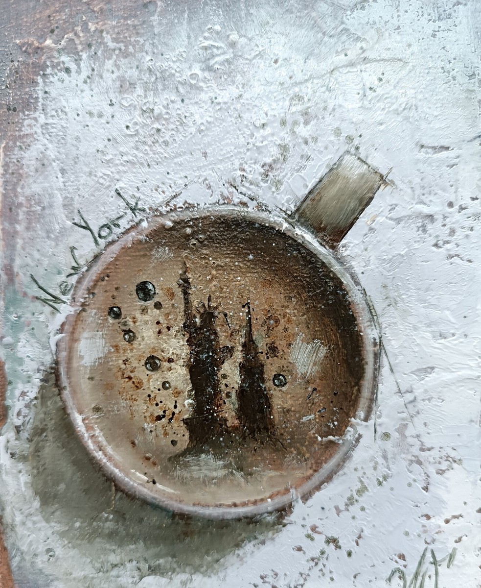 油彩画　coffee time 油彩画 coffee time Coffee time