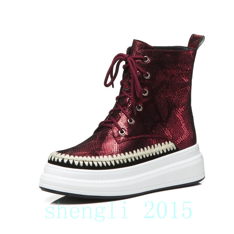 Para Mujer Piel De Serpiente Cordones Mitad de Pantorrilla botas Con Cordones Serpiente Plataforma De Invierno Grueso Caliente occidental 14219d Para Mujer Piel De Serpiente Cordones Mitad de Pantorrilla botas Con Cordones Serpiente Plataforma De Invierno Grueso Caliente occidental 14219d