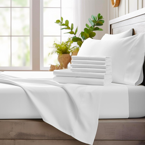 7 Piece Split King Size Sheet Set, 100% Viscose Made from Bamboo, Breathable, Ul - 第 9/12 張圖片