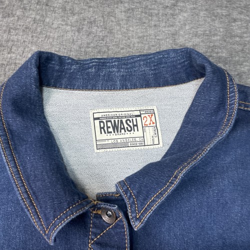 REWASH Los Angeles Denim Jacket Womens XL Blue Button Versatile Casual Chic - Picture 3 of 9