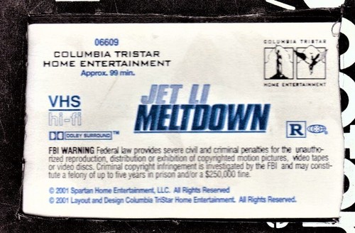 MELTDOWN- Jet Li- Martial Arts Action VHS Good
