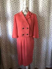 Sa'Bett of California Women's Vintage 60's Pink Coat Skirt Suit Size XS/S
