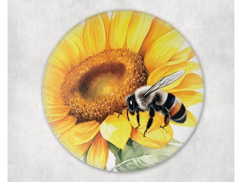 Sunflower Bee Tempered Glass Cutting Board, 3 Size Choices - Picture 6 of 6