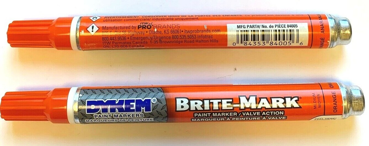 DYKEM MARKERS BRITE-MARK 2 PC INDUSTRIAL ALL PURPOSE ORANGE #84005