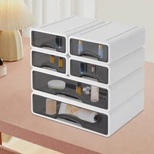Office Storage Box with 6 Drawers Plastic Stackable Storage Drawers Organizer