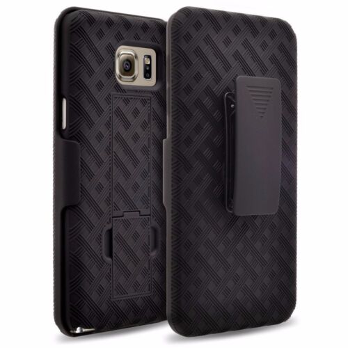 For Samsung Galaxy Note 5 Black Swivel Belt Clip Holster Shell Combo Case Cover - Picture 1 of 6