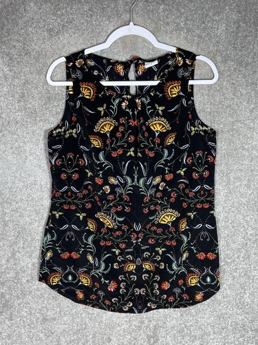 Cabi Legend Blouse Folklore Sleeveless Top Womens Size Medium Floral Curved Hem