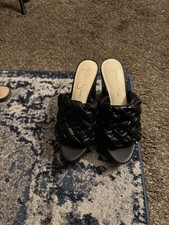 Jessica Simpson Black Braided Platform Slide Mules Sandals